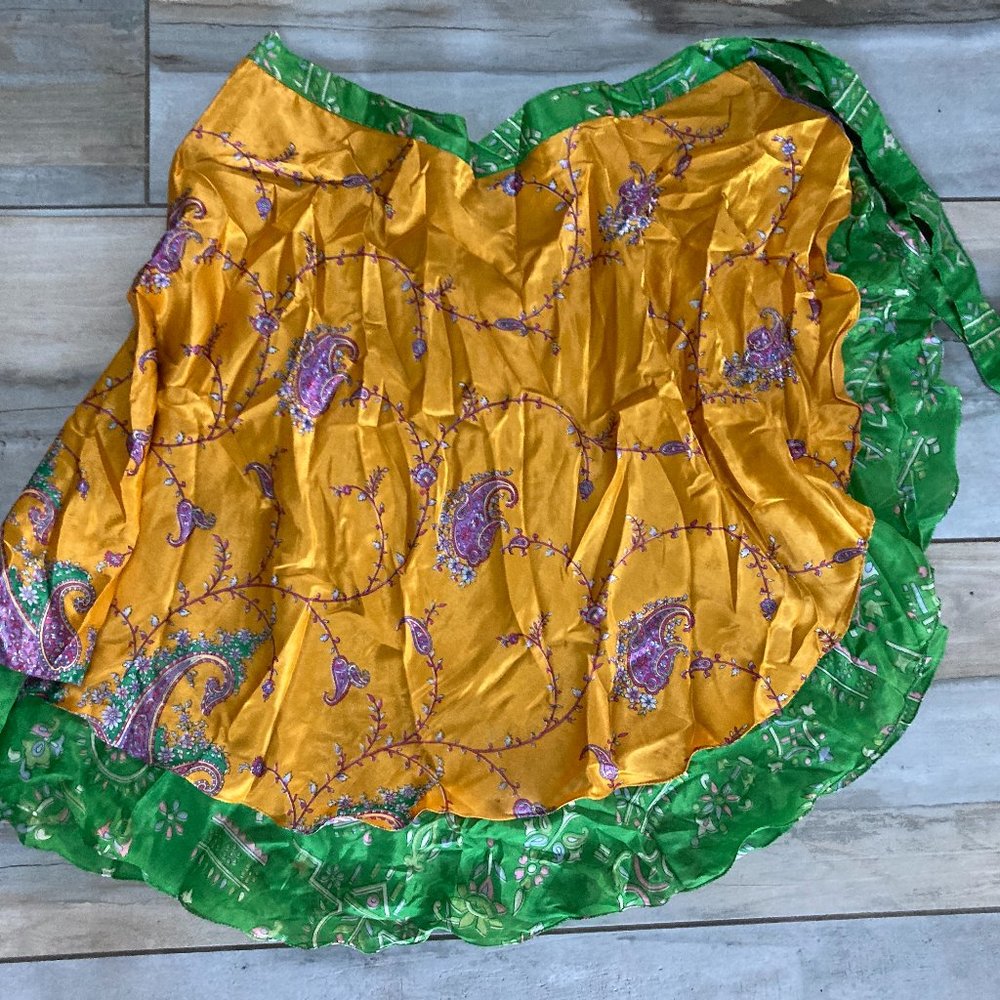 Silk wrap around tie skirt